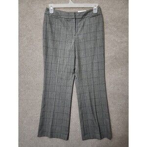 Apt 9 Maxwell Dress Pants Womens 8 Petite Gray Windwowpane Wide Leg Career NEW